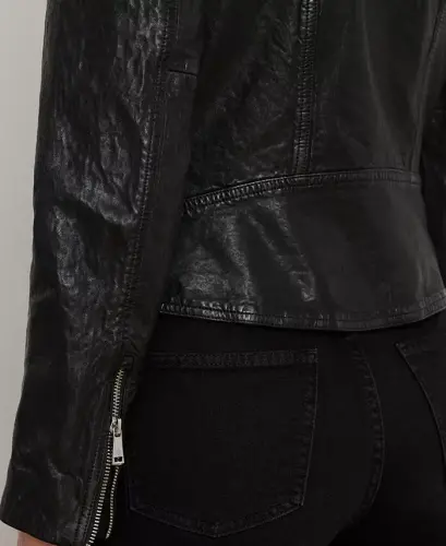 Tumbled-Leather Jacket - Polo Black - 4