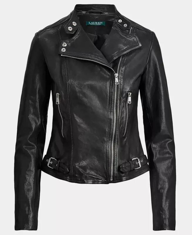 Tumbled-Leather Jacket - Polo Black - 6