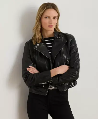 Tumbled-Leather Jacket - Polo Black - 1