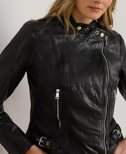 Tumbled-Leather Jacket - Polo Black - 3