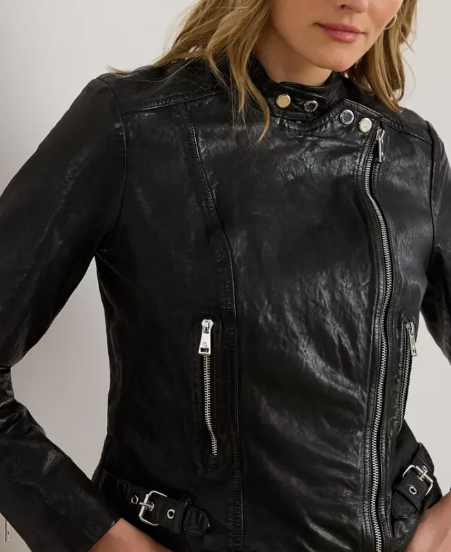 Tumbled-Leather Jacket - Polo Black - 3
