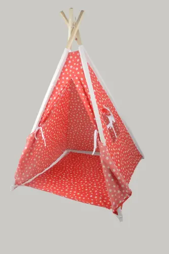 Tumbling Mat Playground Indian Wooden Pole Wide Play Tent-RED - 7