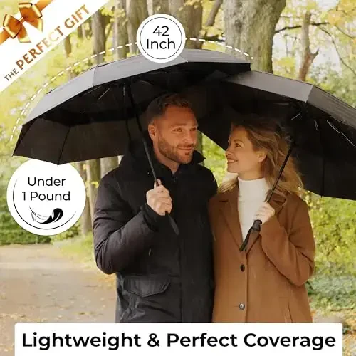 TUMELLA Strongest Windproof Travel Umbrella (Compact, Superior & Beautiful), Small Strong but Light Portable and Automatic Folding Rain Umbrella, Durable Premium Grip, Fits Car & Backpack - 5