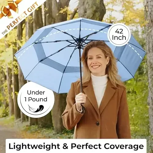 TUMELLA Strongest Windproof Travel Umbrella (Compact, Superior & Beautiful), Small Strong but Light Portable and Automatic Folding Rain Umbrella, Durable Premium Grip, Fits Car & Backpack - 5