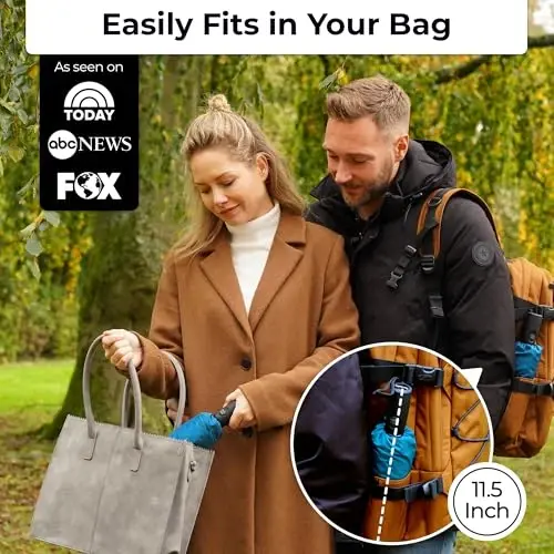 TUMELLA Strongest Windproof Travel Umbrella (Compact, Superior & Beautiful), Small Strong but Light Portable and Automatic Folding Rain Umbrella, Durable Premium Grip, Fits Car & Backpack - 2