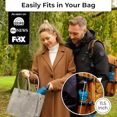 TUMELLA Strongest Windproof Travel Umbrella (Compact, Superior & Beautiful), Small Strong but Light Portable and Automatic Folding Rain Umbrella, Durable Premium Grip, Fits Car & Backpack - 2