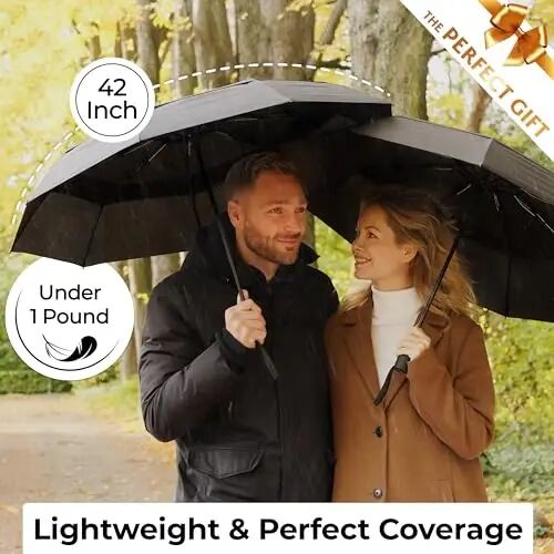 TUMELLA Strongest Windproof Travel Umbrella (Compact, 100MPH Wind-Tested), Light, Portable, One-Handed Use, Automatic Folding Rain Umbrella, Durable, Premium Grip, Fits Car & Backpack - 5