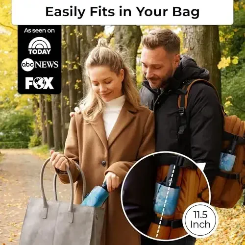 TUMELLA Strongest Windproof Travel Umbrella (Compact, Superior & Beautiful), Small Strong but Light Portable and Automatic Folding Rain Umbrella, Durable Premium Grip, Fits Car & Backpack - 4