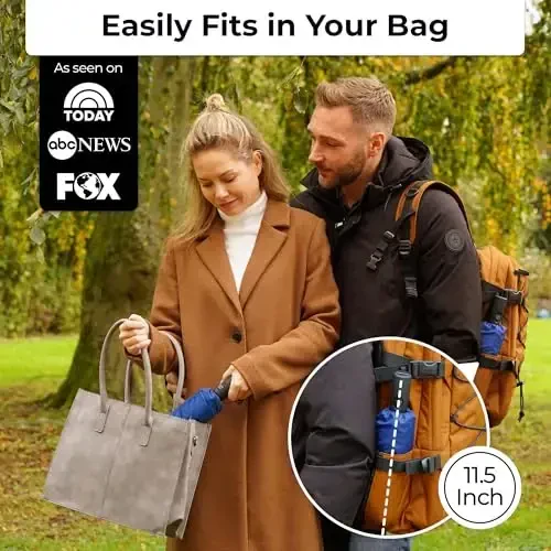 TUMELLA Strongest Windproof Travel Umbrella (Compact, Superior & Beautiful), Small Strong but Light Portable and Automatic Folding Rain Umbrella, Durable Premium Grip, Fits Car & Backpack - 2