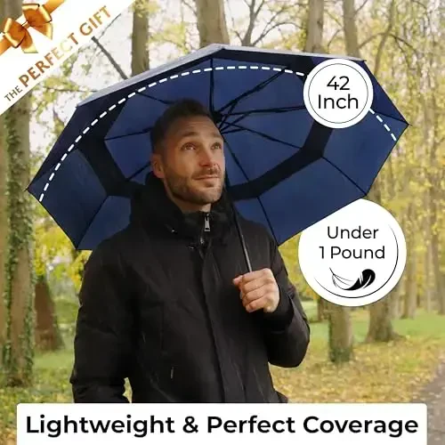 TUMELLA Strongest Windproof Travel Umbrella (Compact, Superior & Beautiful), Small Strong but Light Portable and Automatic Folding Rain Umbrella, Durable Premium Grip, Fits Car & Backpack - 5