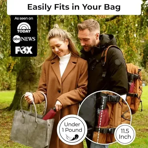 TUMELLA Strongest Windproof Travel Umbrella (Compact, Superior & Beautiful), Small Strong but Light Portable and Automatic Folding Rain Umbrella, Durable Premium Grip, Fits Car & Backpack - 2