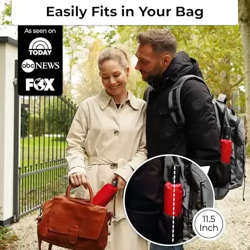 TUMELLA Strongest Windproof Travel Umbrella (Compact, Superior & Beautiful), Small Strong but Light Portable and Automatic Folding Rain Umbrella, Durable Premium Grip, Fits Car & Backpack - 2