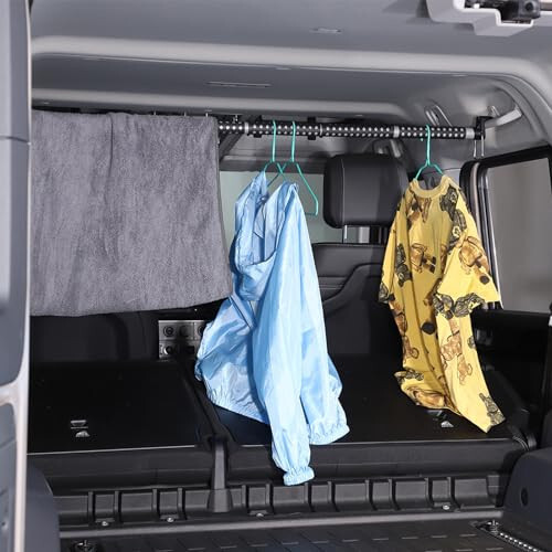 Tumukiw Car Clothes Hanger Bar Compatible with Ineos Grenadier 2020-2024, Heavy Duty Hanger Storage Suit Rod with Steel Expandable Rods, Strong Metal and Rubber Grips and Rings - 6