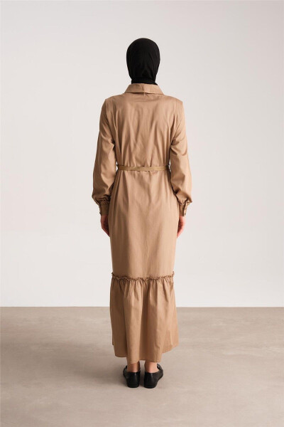 Tundan iplangan paxtadan tikilgan tugmali koʻylak 24y9807 Camel - 5