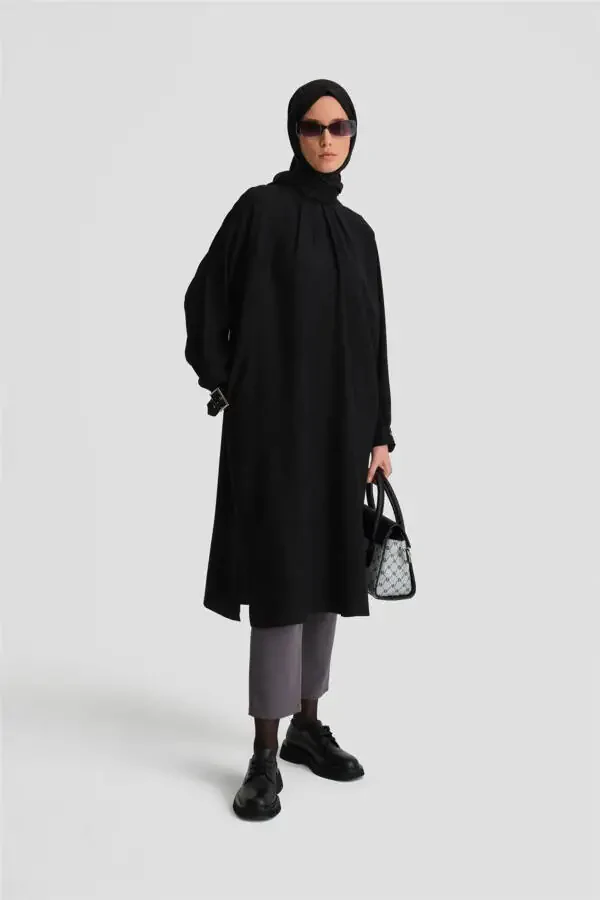 Tunic Dress with Sleeve Buckle 24k4314 Black - 1