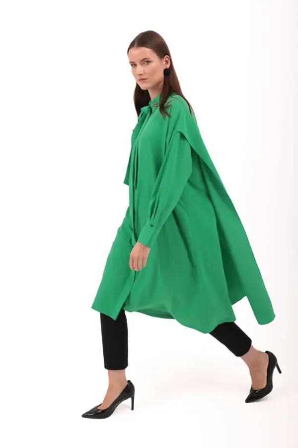 Tunic with detailed hood and cape back. - 2