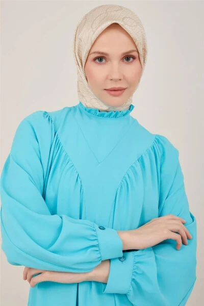 Tunic with front gathers and belts 23y4451 Aqua - ARMINE