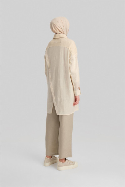 Tunic with mesh and shimmering fabric, code 24Y3541, Moonstone color. - 12