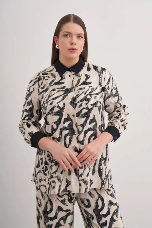 Tunic with Pleated Brooch Detail - 1