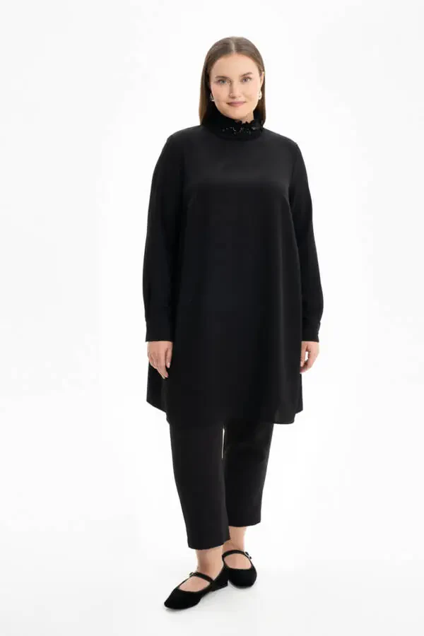 Tunic with Stand-up Collar - 1