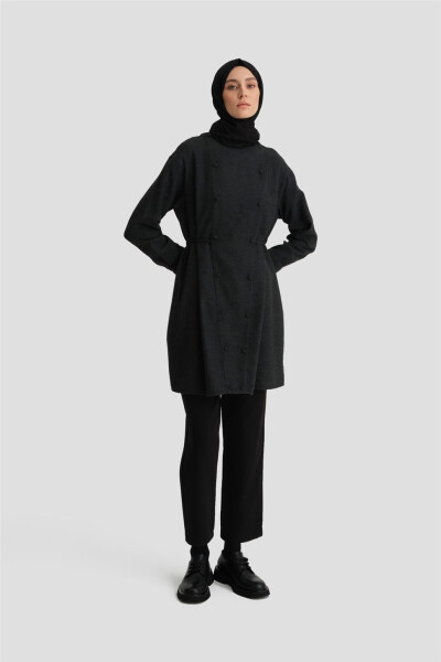 Tunic with tie waist and pockets, 24K3608 Anthracite - ARMINE (1)