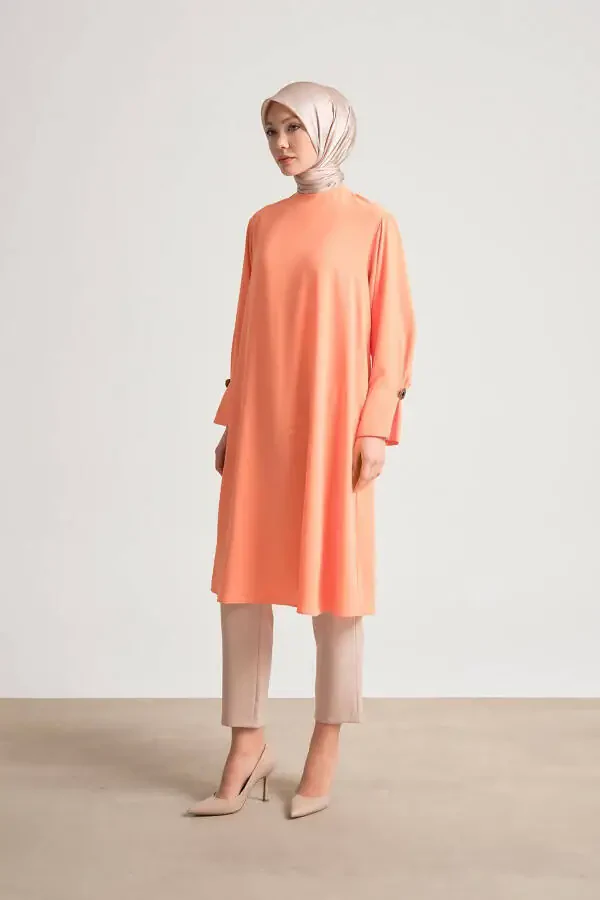 Tunic with Wide Cuffs 24y4000 Mandarin - 2