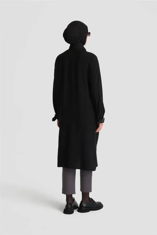 Туника платье с рукав пряжкой 24k4314 черное - 6