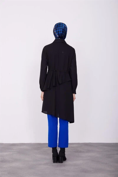 Туника с асимметричным низом и тоннельным поясом 23k4707 Чёрный - 5