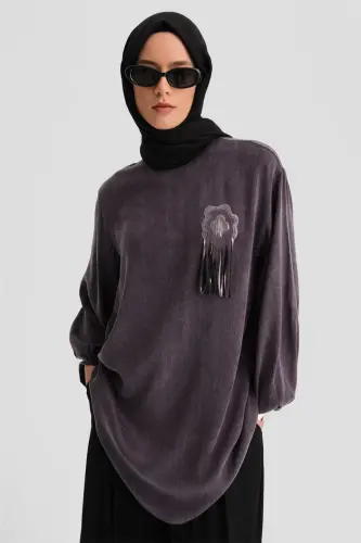 Тунка из купры Armine с аппликацией из блестящих цветов 24K4303 - 5