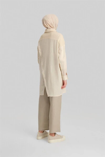 Тунка из сетчатой ткани с блестками, код 24Y3541, цвет Лунный камень. - 6