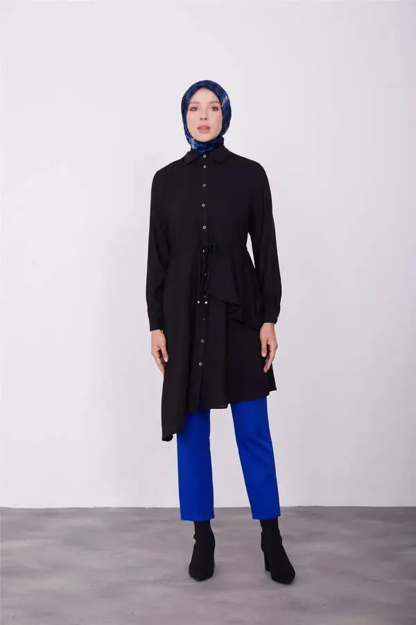 Tunnel Waist Asymmetrical Tunic 23k4707 Black - 1