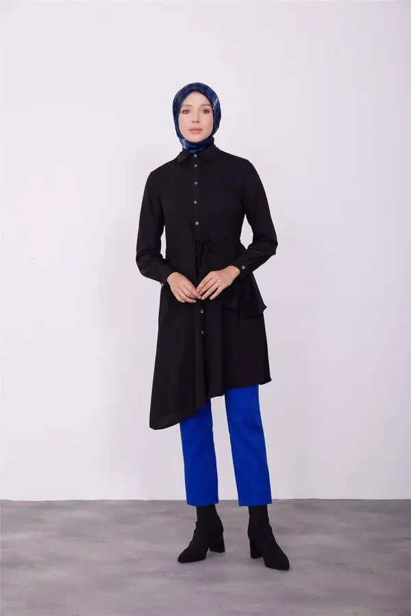 Tunnel Waist Asymmetrical Tunic 23k4707 Black - 2