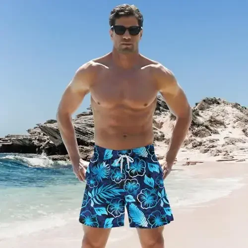 TUONROAD Mens Swim Trunks with Compression Liner 2 in 1 Board Shorts 9 Inch Quick Dry Swimming Trunks with Pockets - 3