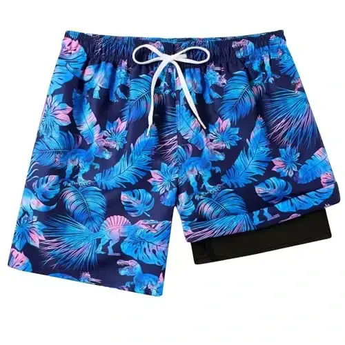 TUONROAD Мужские плавки с компрессионной подкладкой 2 в 1 Board Shorts 9 Inch Quick Dry Swimming Trunks with Pockets - 2