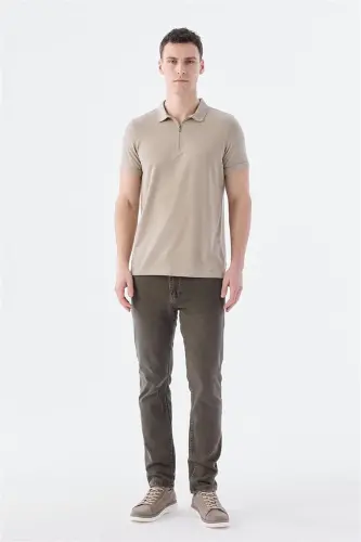 Tuproq Fermuarli Slim Fit Polo Yoqa T-Shirt - JAKAMEN (1)