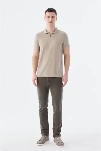 Tuproq Fermuarli Slim Fit Polo Yoqa T-Shirt - 2