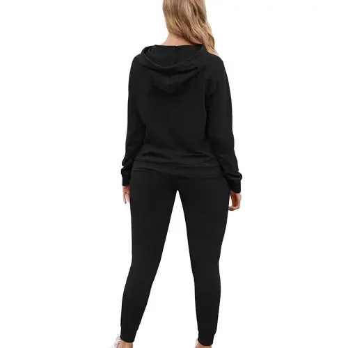 Turilly Women 2 Piece Tracksuit Set Women Solid Color Hooded Tracksuits Casual Pants Sweatsuit Winter Long Sleeve Activewear Outfits Blue L - TURILLY (1)