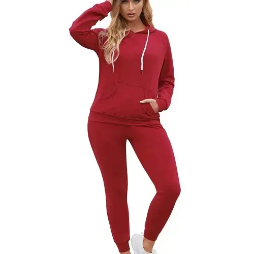 Turilly Women 2 Piece Tracksuit Set Women Solid Color Hooded Tracksuits Casual Pants Sweatsuit Winter Long Sleeve Activewear Outfits Blue L - 4