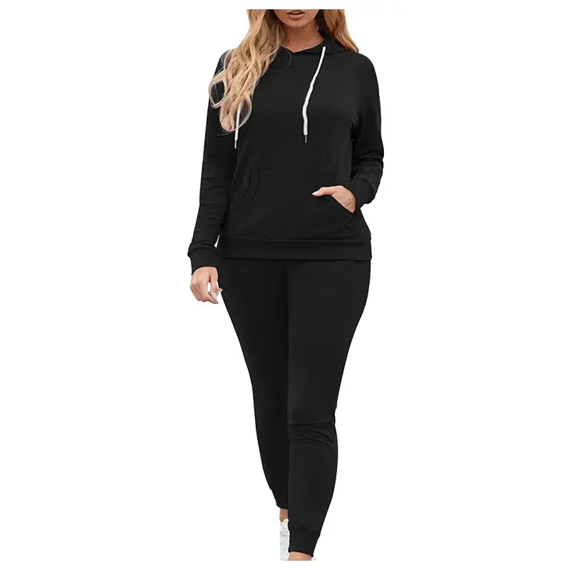 Turilly Women 2 Piece Tracksuit Set Women Solid Color Hooded Tracksuits Casual Pants Sweatsuit Winter Long Sleeve Activewear Outfits Blue L - 6
