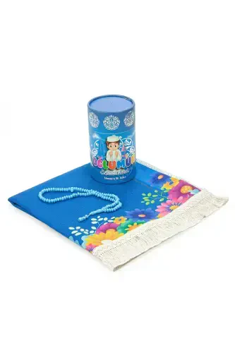 Türkçe Namaza İlk Adım Seccadesi - Kumbaralı Oğlumun Çocuk Seccadesi - Tesbih Hediyeli-Mavi - IHVAN ONLINE (1)