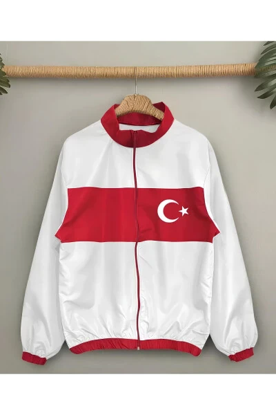 Turkey National Team Unisex Parachute Fabric Oversize Digital Printed Black Windbreaker Raincoat - Modazone