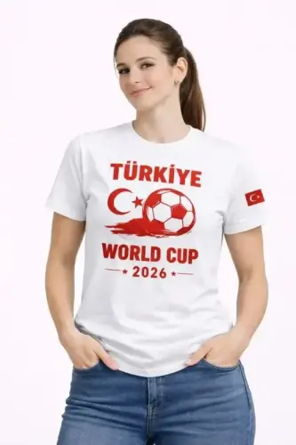 Turkey World Cup 2026 Printed T-Shirt Football Themed Jersey T-Shirt - White - 1