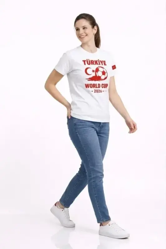 Turkey World Cup 2026 Printed T-Shirt Football Themed Jersey T-Shirt - White - 2