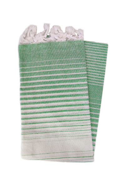 Turkish Towel, Recycled Cotton 100x170 Shaded Pattern, Green, Beach Towel, Bath Towel - 1