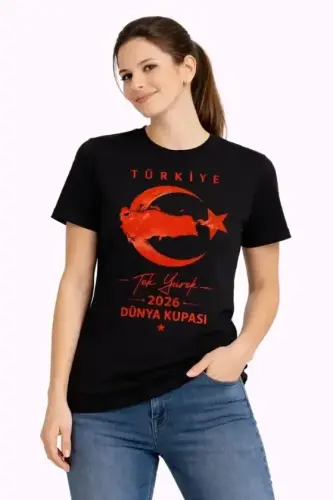 TURKIYA Oy Yulduz 2026 Jahon Chempionati Muxlislar Formasi T-Shirt - Qora - 1