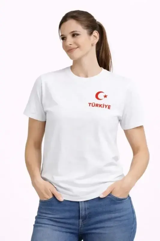 TURKIYA Oy Yulduzli Muxlislar Formasi T-Shirt - Oq - 2