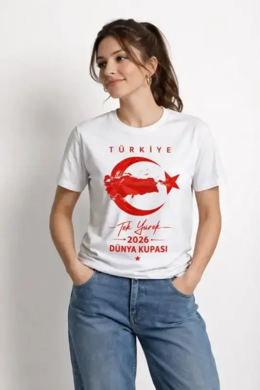 TÜRKİYE Ay Yıldız 2026 Dünya Kupasi Taraftar Forma T-Shirt - Beyaz - 2