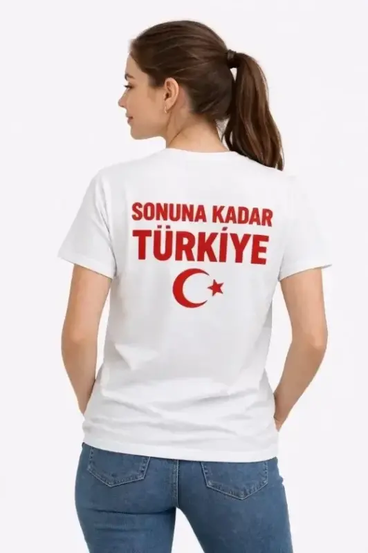 TÜRKİYE Ay Yıldız Baskılı Taraftar Forma T-Shirt - Beyaz - 1