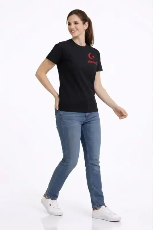 TÜRKİYE Ay Yıldız Baskılı Taraftar Forma T-Shirt - Siyah - 3