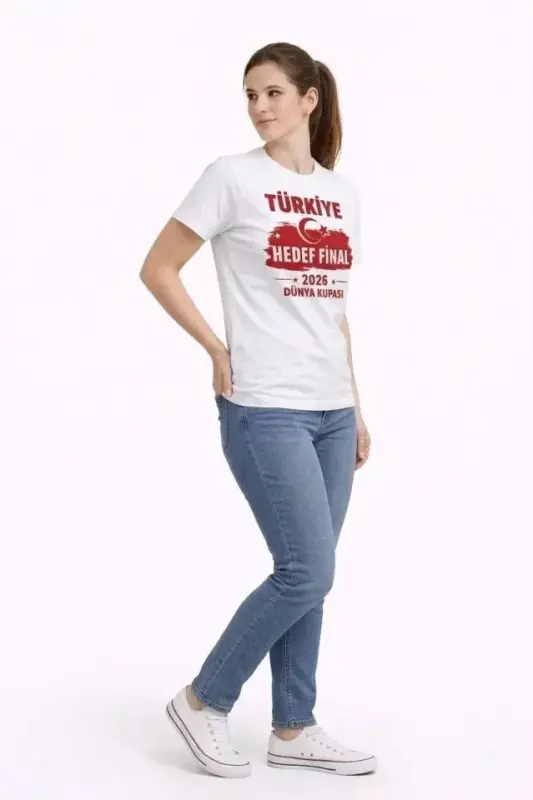 TÜRKİYE Baskılı Tişört Ay Yıldız 2026 Dünya Kupası Taraftar Forma T-Shirt - Beyaz - 2